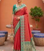 Gajri soft silk fabric woven designer ethnic ceremonial saree