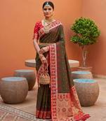 Mahendi soft silk fabric woven designer ethnic ceremonial saree