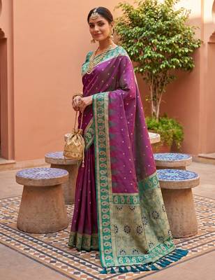 Onion soft silk blend woven ethnic ceremonial saree 2