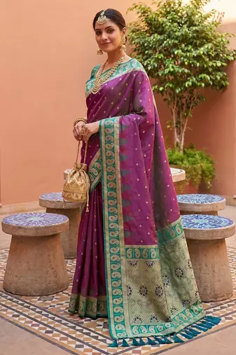 Onion soft silk blend woven ethnic ceremonial saree