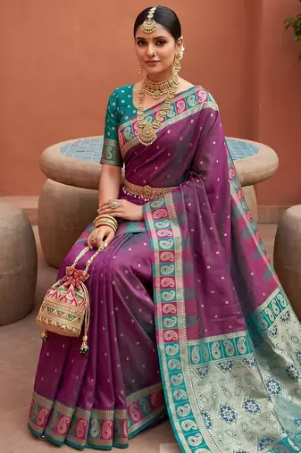 Onion soft silk blend woven ethnic ceremonial saree