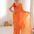 Orange georgette fabric bandhej print traditional saree