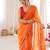 Orange color georgette fabric bandhej print traditional saree