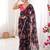 Black color beautiful floral print designer ethnic saree