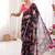 Black color beautiful floral print designer ethnic saree