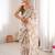 White color beautiful floral print designer ethnic saree