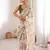 White beautiful floral print designer ethnic saree