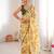 Yellow color beautiful floral print designer ethnic saree