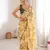 Yellow beautiful floral print designer ethnic saree