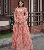 Printed chanderi cotton gown