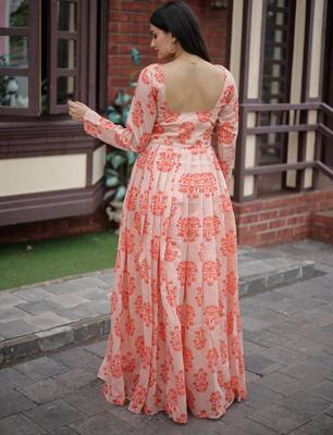 Printed chanderi cotton gown 5