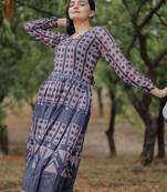 Printed chanderi cotton gown