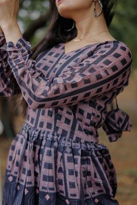 Printed chanderi cotton gown 4