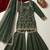 green silk blend embroidered sharara set with dupatta