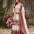 Pink&white georgette readymade suit with embroidery & thread work
