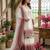 Pink&white georgette readymade suit with embroidery & thread work