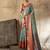 Sea green soft silk fabric woven designer zari work ethnic partywear saree