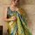 Yellow soft silk fabric woven designer zari work ethnic partywear saree