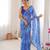 Blue color beautiful bandhej designer partywear georgette ceremonial saree