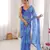 Blue color beautiful bandhej designer partywear georgette ceremonial saree