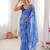 Blue color beautiful bandhej designer partywear georgette ceremonial saree