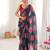 Petrol color faux georgette bandhani printed traditional festive saree