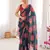 Petrol faux georgette bandhani printed traditional festive saree