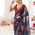Petrol color faux georgette bandhani printed traditional festive saree