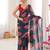 Petrol color faux georgette bandhani printed traditional festive saree