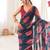 Petrol color faux georgette bandhani printed traditional festive saree