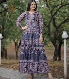 Printed chanderi cotton gown