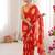 Red color faux georgette bandhani printed traditional festive saree