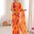 Orange color faux georgette bandhani printed traditional festive saree