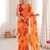 Orange color faux georgette bandhani printed traditional festive saree