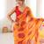 Orange color faux georgette bandhani printed traditional festive saree