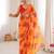 Orange color faux georgette bandhani printed traditional festive saree
