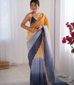Orange-grey designer padding s arco border fancy girlie saree