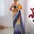 Orange-grey color designer padding colors arco border fancy girlie saree