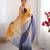 Orange-grey color designer padding colors arco border fancy girlie saree
