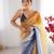 Orange-grey color designer padding colors arco border fancy girlie saree