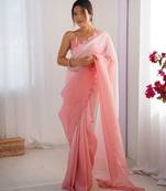Pink designer padding s arco border fancy girlie saree