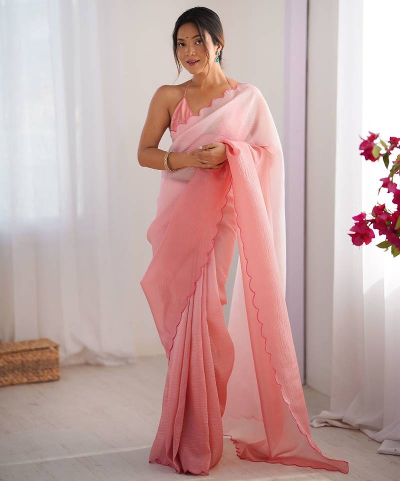 Pink color designer padding colors arco border fancy girlie saree