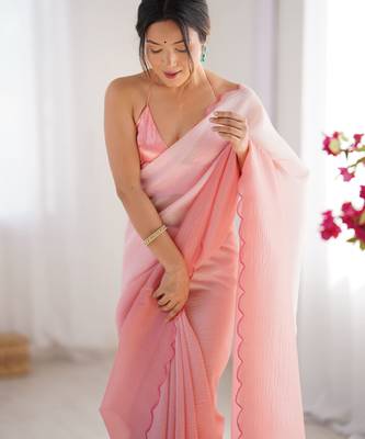 Pink padding s arco border fancy girlie saree 3