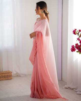Pink padding s arco border fancy girlie saree 4