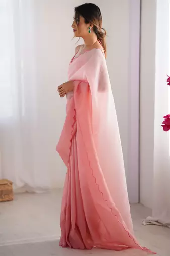 Pink padding s arco border fancy girlie saree