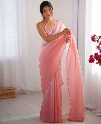 Pink padding s arco border fancy girlie saree 5