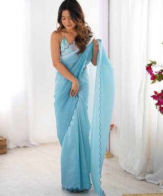 Sky blue padding s arco border fancy girlie saree 2