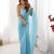 Sky blue color designer padding colors arco border fancy girlie saree