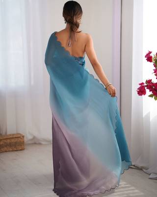 Skyblue-grey padding s arco border fancy girlie saree 2