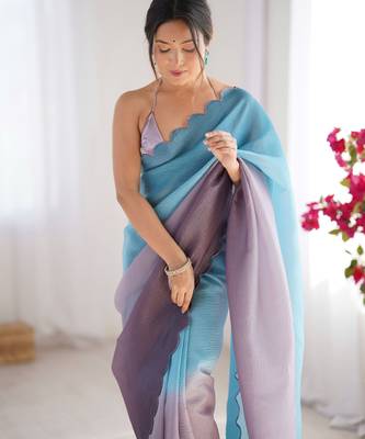 Skyblue-grey padding s arco border fancy girlie saree 3